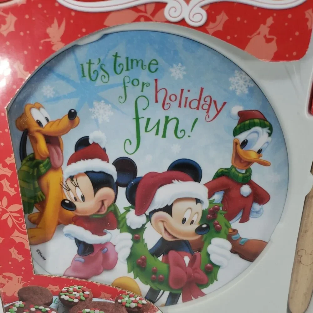 Disney Cookies for Santa Kit Decorative Plate Mickey Cutter Spatula DO NOT EAT